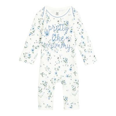 bluezoo Baby girls' cream floral print 'Pretty Like Mummy' romper suit